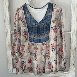 CHRISTOPHER & BANKS Lined Ladies Floral Top EUC Size XL